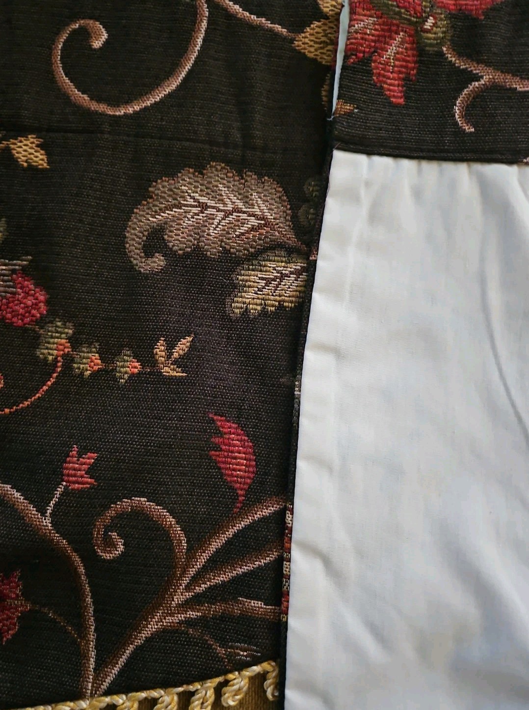 Country Curtains Floral Tapestry Brown Red Green Tan Valances 52” X 15″ Set Of 2