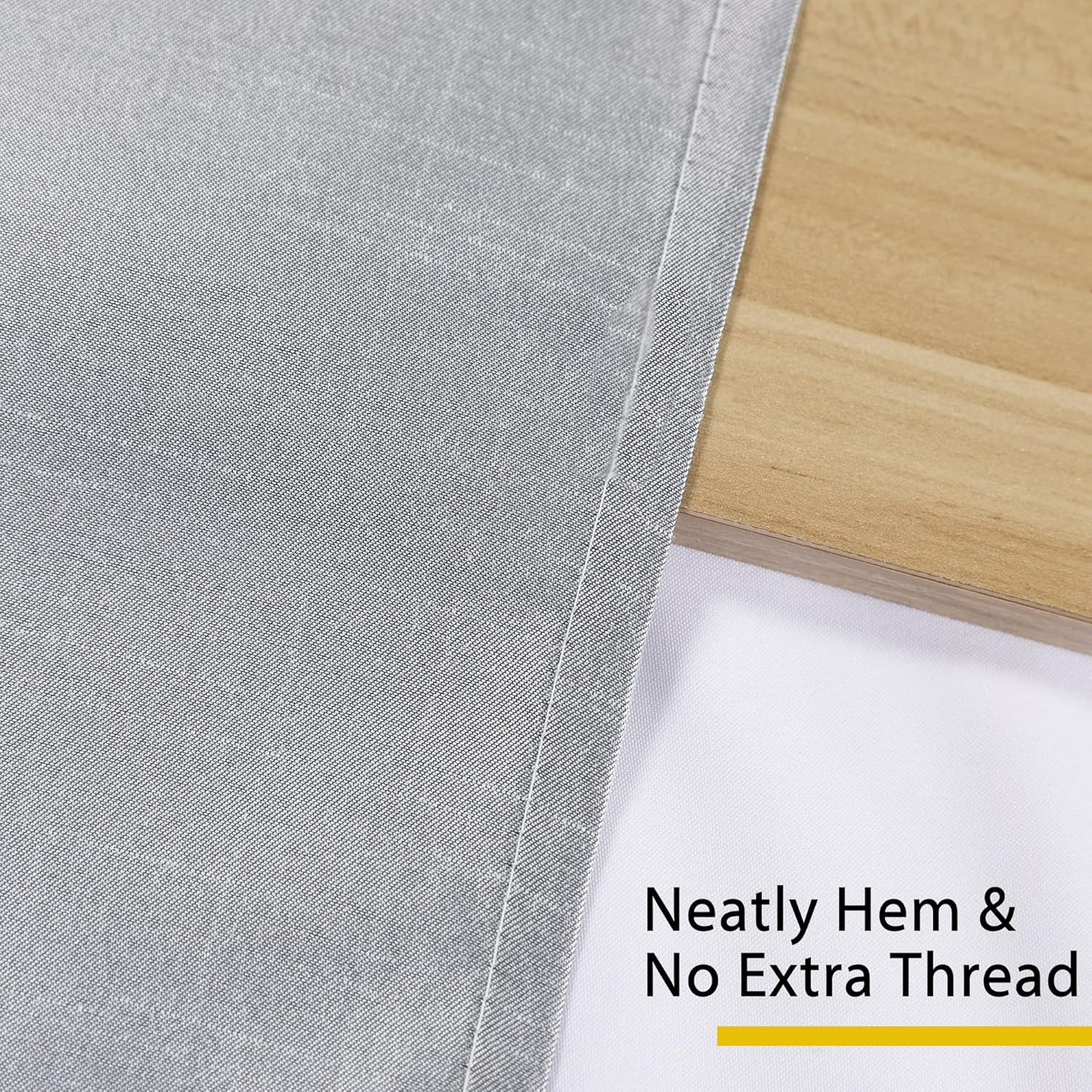 Uptown Silver Gray Kitchen Curtains 30 Inch Length, Room Darkening Faux Silk Slu