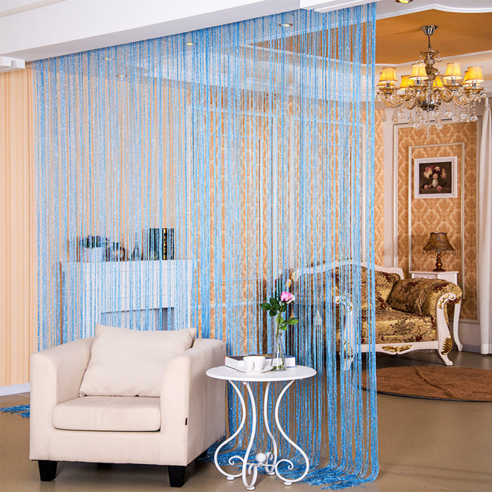 String Door Curtain Bead Silver Ribbon Doorway Room Dividers Window Panel Tassel