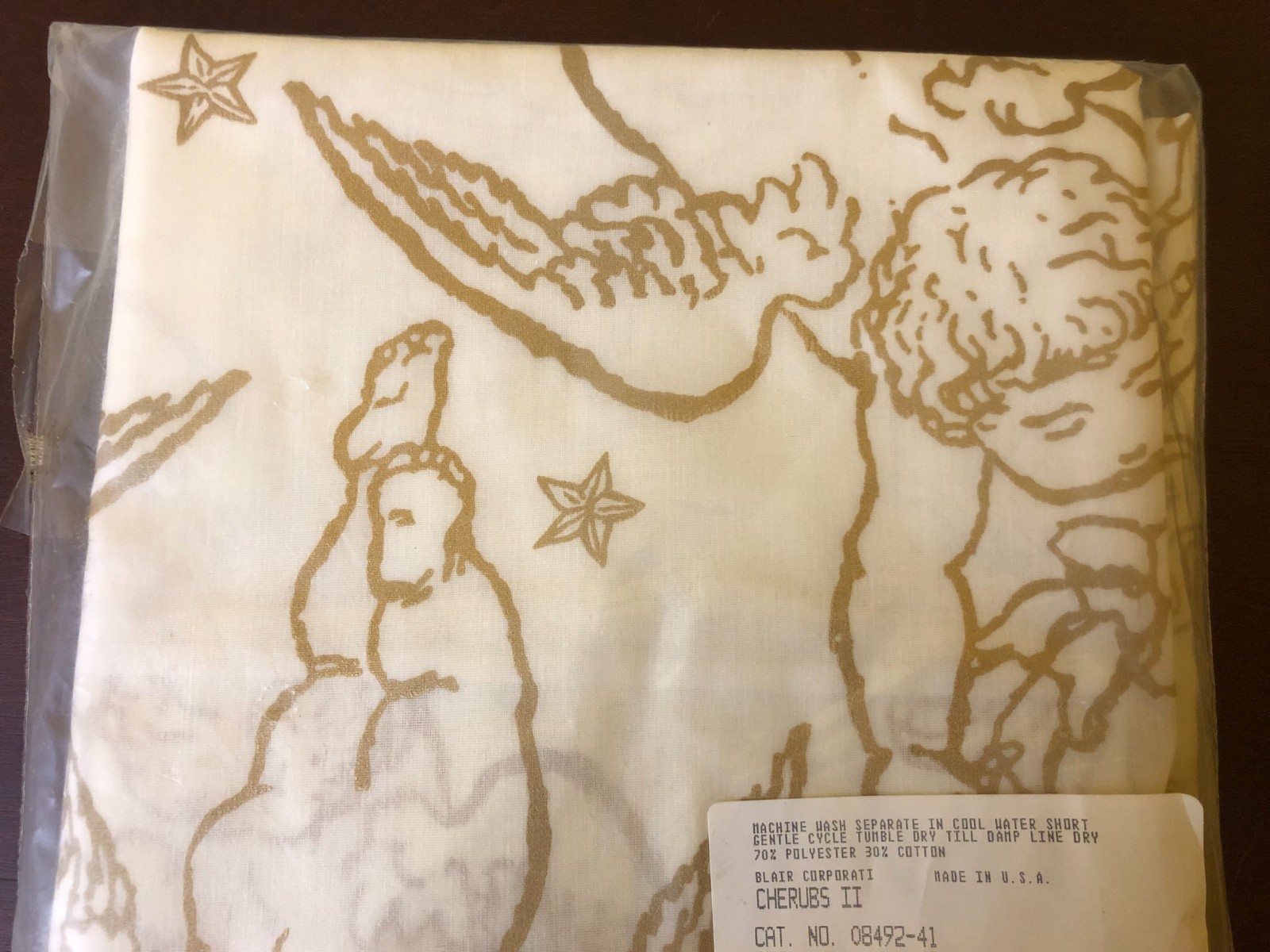 Blair Corp Cherubs II Gold Valance Window Treatment 70/30 Poly Cotton NOS USA