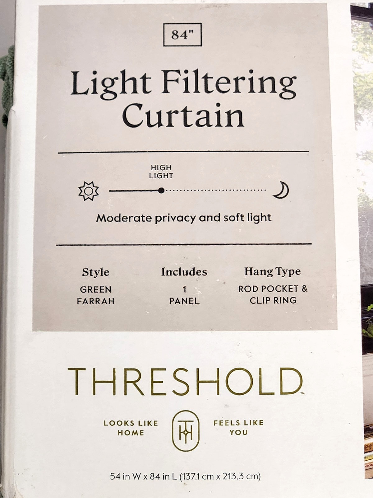 1 Pair 54×84 Threshold Light Filtering Sage Green Farrah Window Curtain Panels