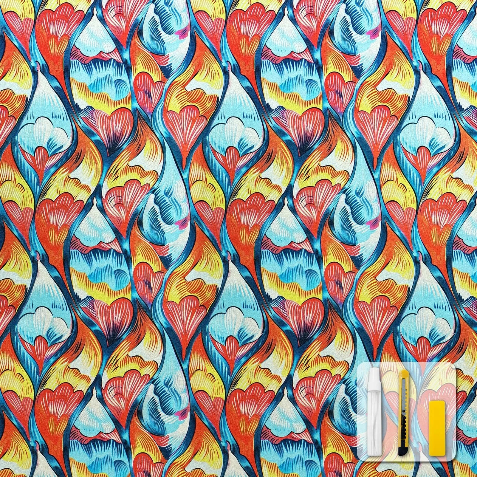 Lot 3x SOMWISE Frosted Privacy Window Film Red Floral 35″x157″ Static Cling