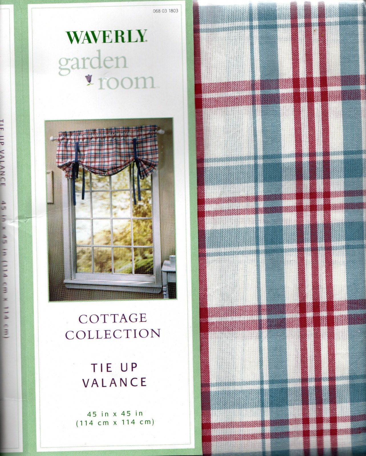 Waverly Cottage Collection Hillside Plaid Tie Up Valance 45x45in NEW
