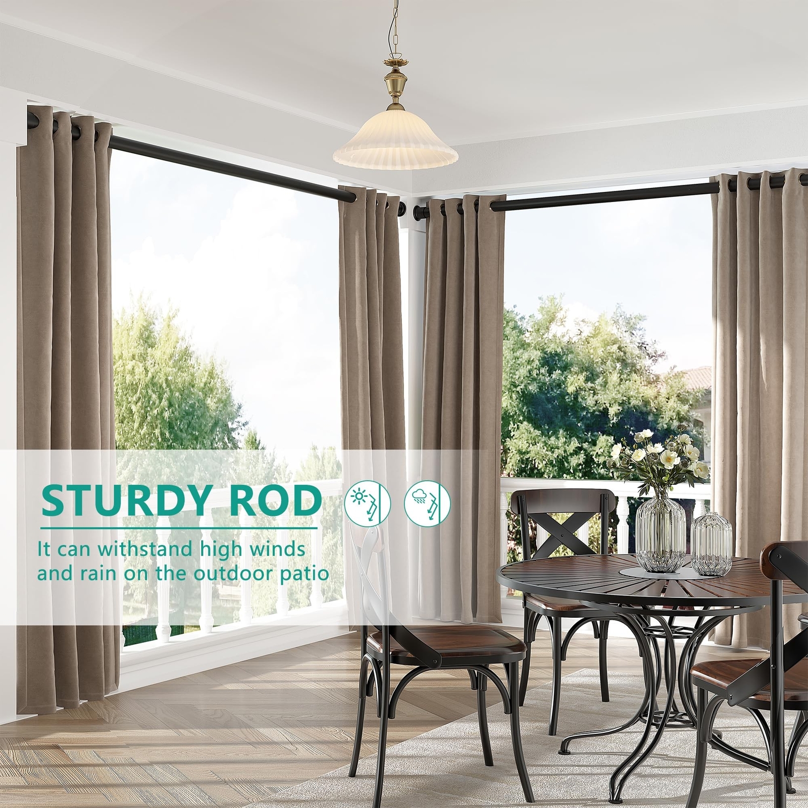 Tension Curtain Rod by EZFurni,42-123 Inches,Heavy Duty Tension Rods for Wind…