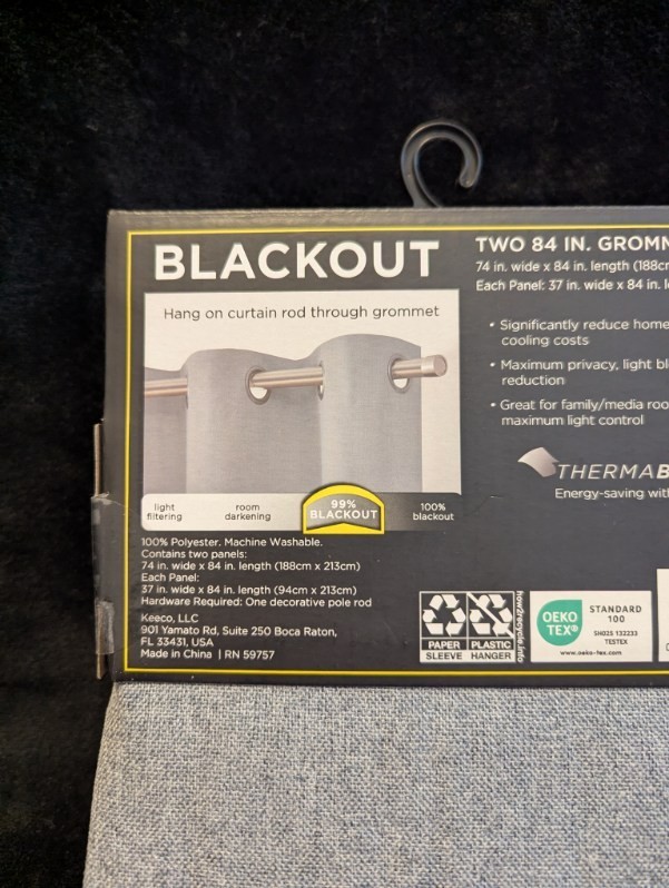 Eclipse Corte Soft Silver 99% Blackout Curtains. 2 Panels, 84″ long. New in Pack