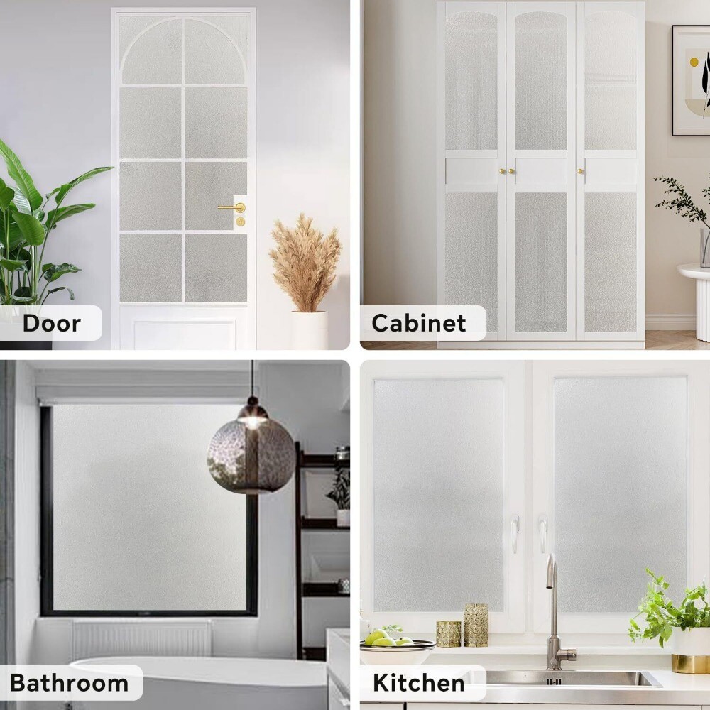 rabbitgoo Window Film Privacy Non-adhesive Tint Frosted Stained Glass Pure