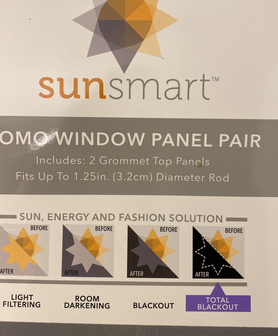 Sunsmart Como Total Blackout Polyester Curtain- 2 Panels-84”x84”-blue