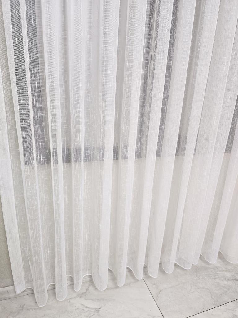 Natural Linen Textured Stylish Tulle Curtain 1 to 2,5 pleated, Ecru Color, Light