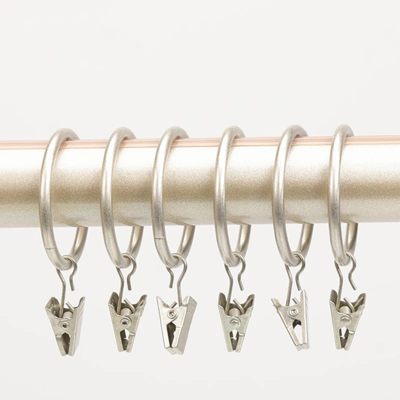 20PCS Curtain Rings with Clips Metal Drapery Hooks for 1in Curtain Rods