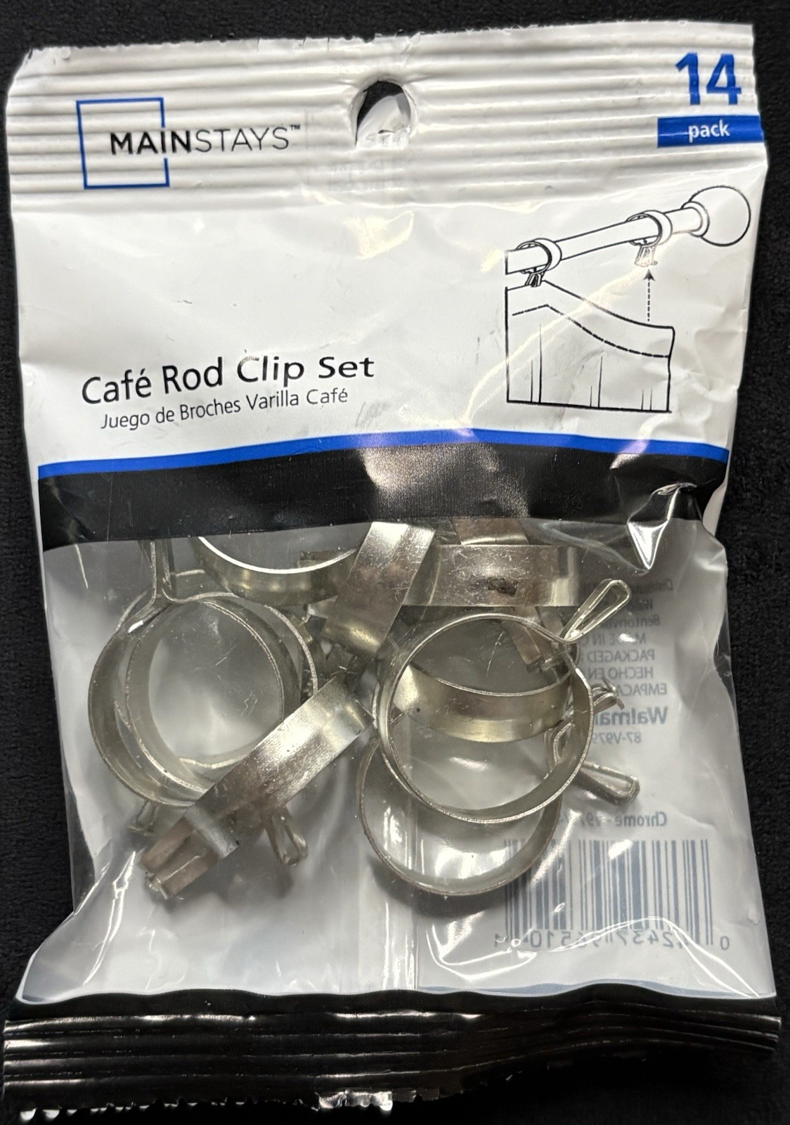 Mainstays Curtain Clips Clampable Metal Chrome 3/4 in, 14 Pack V979/40