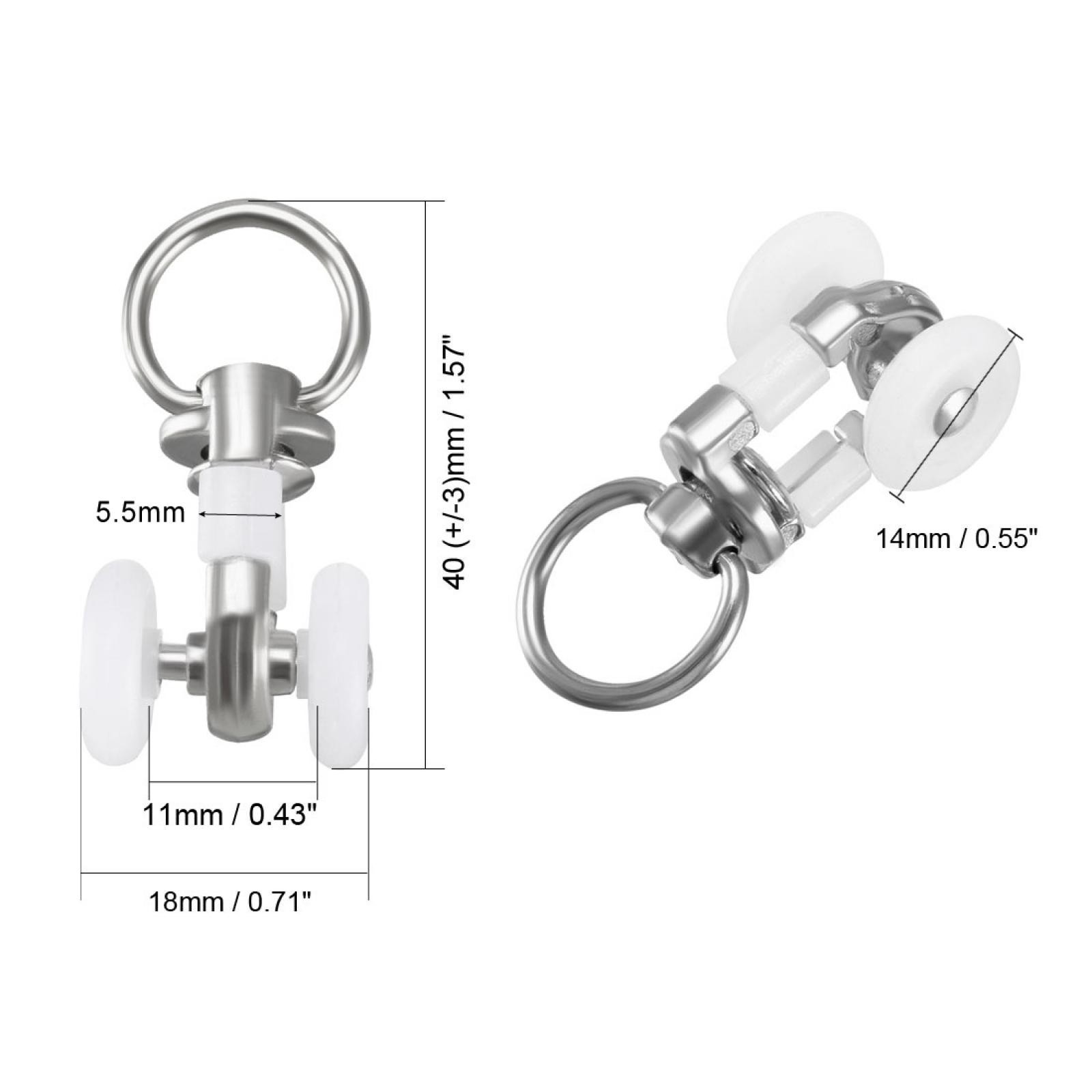 BottomShin Curtain Track Rollers Twin Wheel Carriers 50 Pcs .55in Silent Drapery