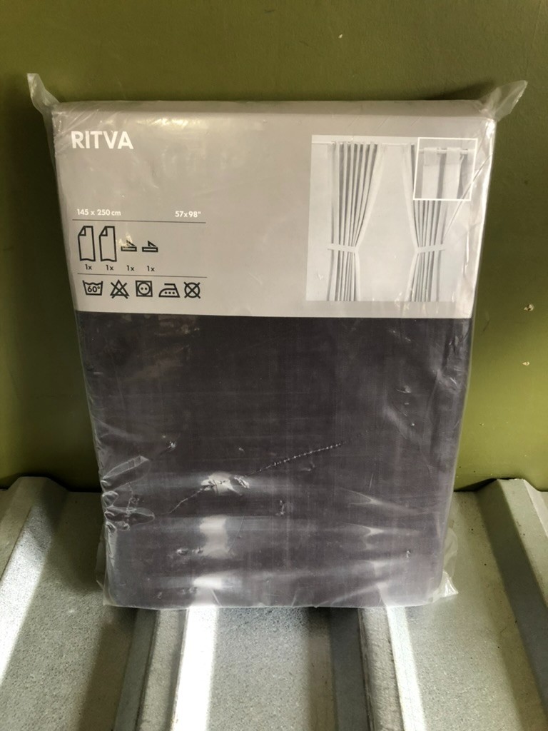 IKEA Ritva Curtains 57″ x 98″ Tie Backs 1 Panel Brown BRAND NEW SEALED