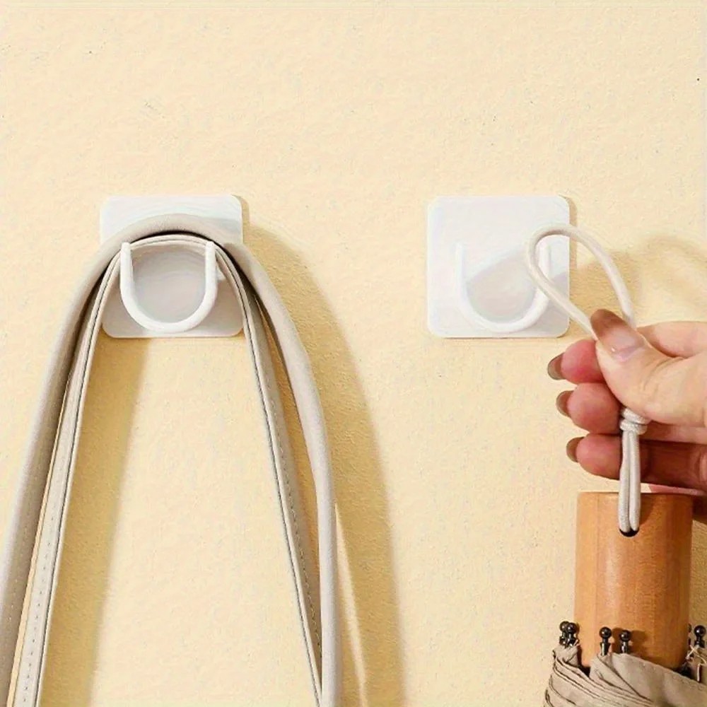 Adjustable Self Adhesive Curtain Rod Hooks for Shower Curtain Rail Holder White