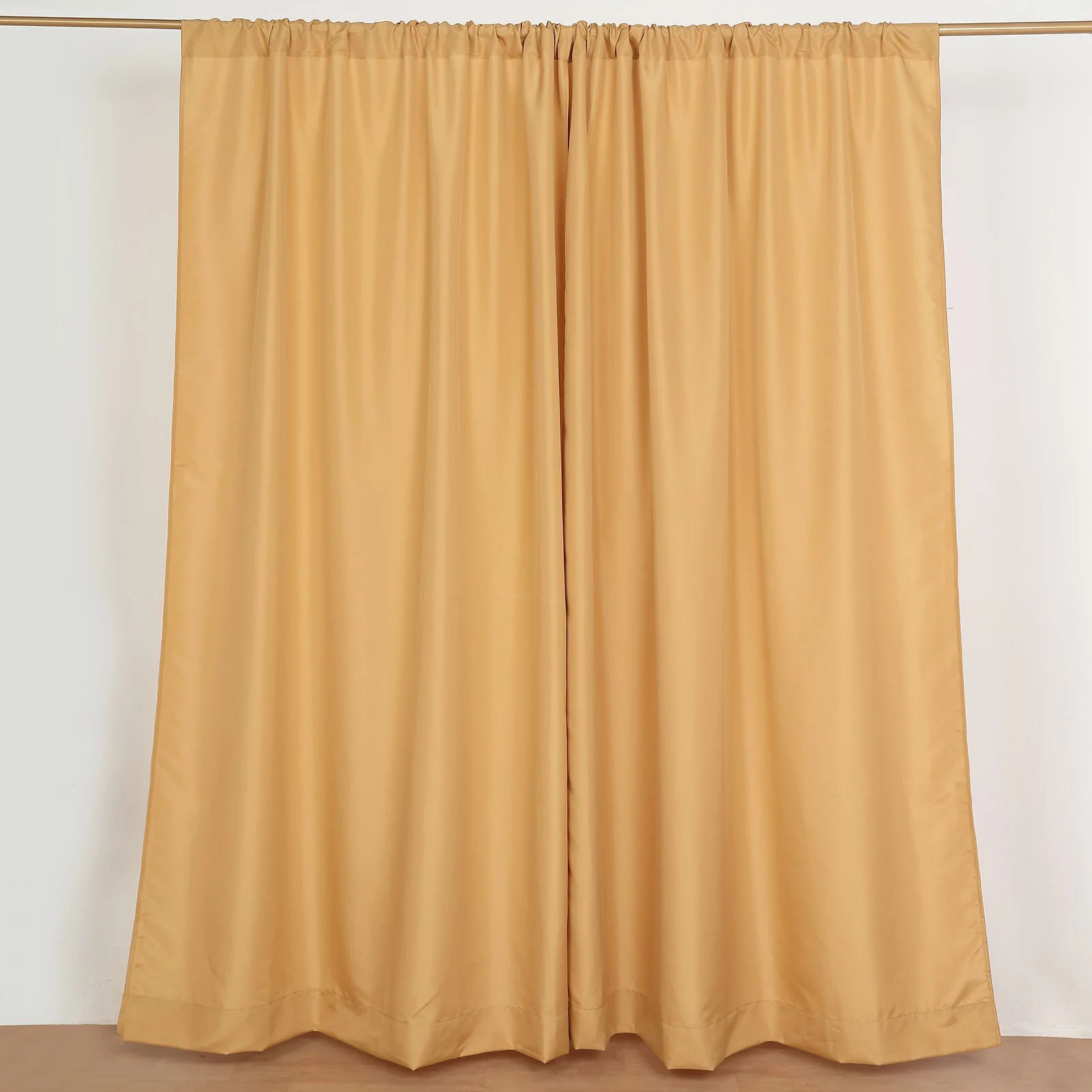 GOLD 2 Drapery Panels 8 ft Polyester Backdrop CURTAINS Rod Pockets Party Events