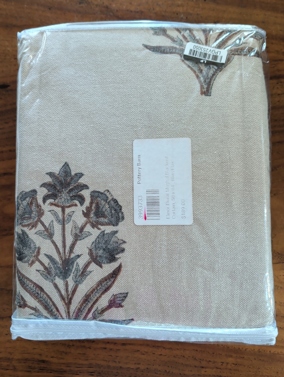 POTTERY BARN Elinor Floral Mughal Curtains Panels-50×84″-Neutral/Blue-OPEN BOX