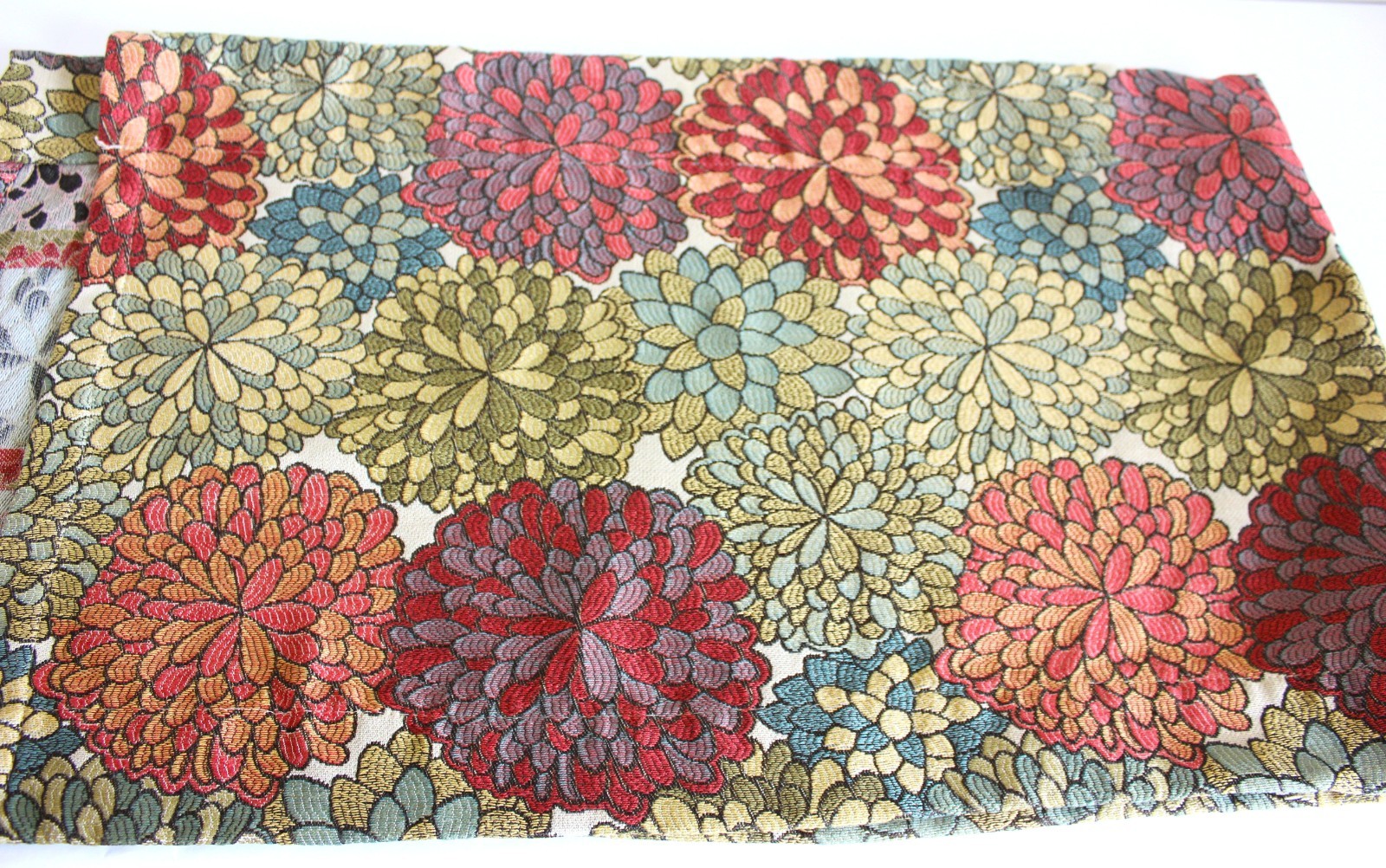 Modern Maximalist Mums Tapestry Valance 54×16 Bold Blooms Floral Woven Jacquard