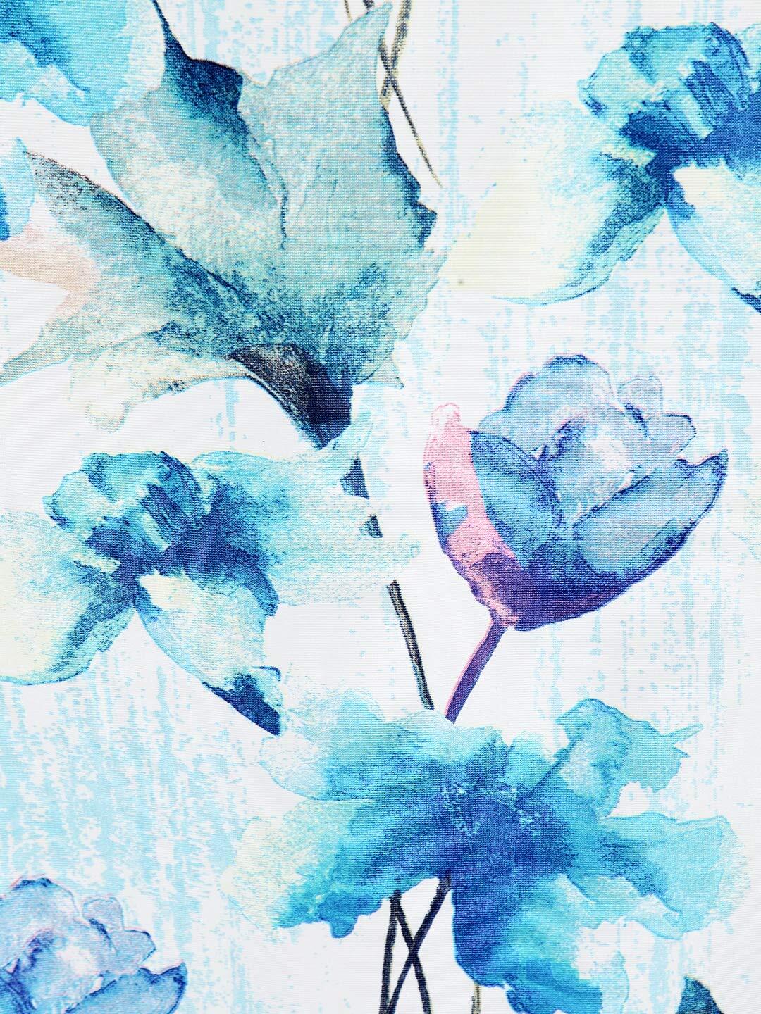 2 Piece Premium Floral Polyester Door Curtains 7Ft – Blue