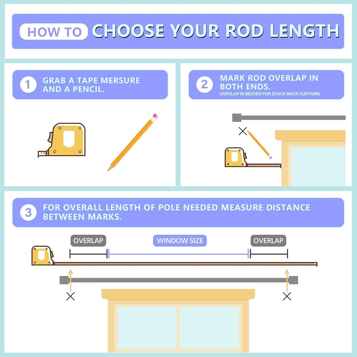 Byondeth Curtain Rods for Windows 16 to 144 Inches Adjustable Length 1 Inch Dia