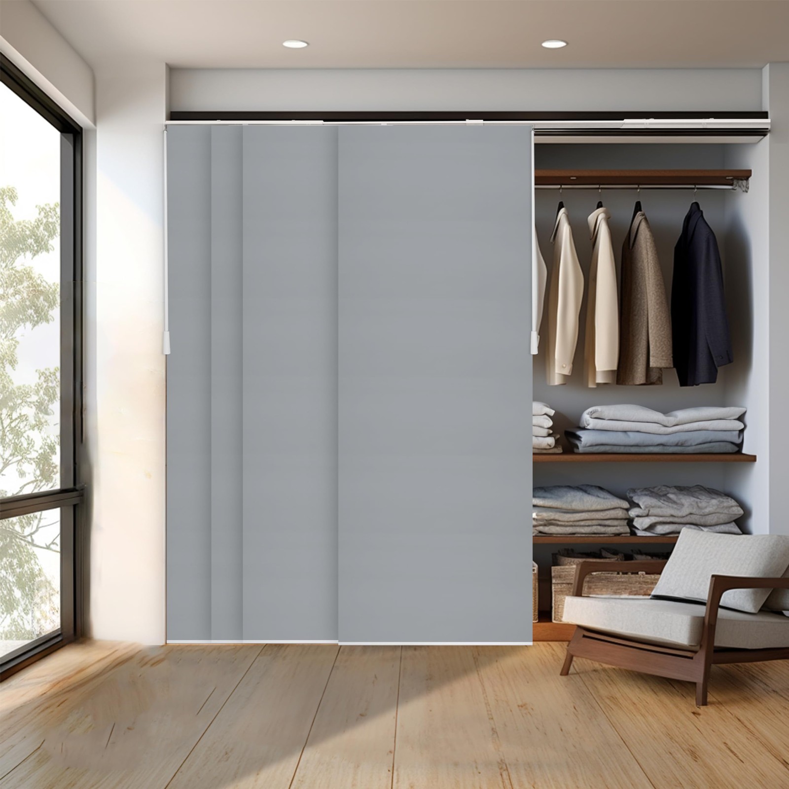 Chicology Panel Track Blinds For Sliding Glass Embossed Textured Weave Fabric