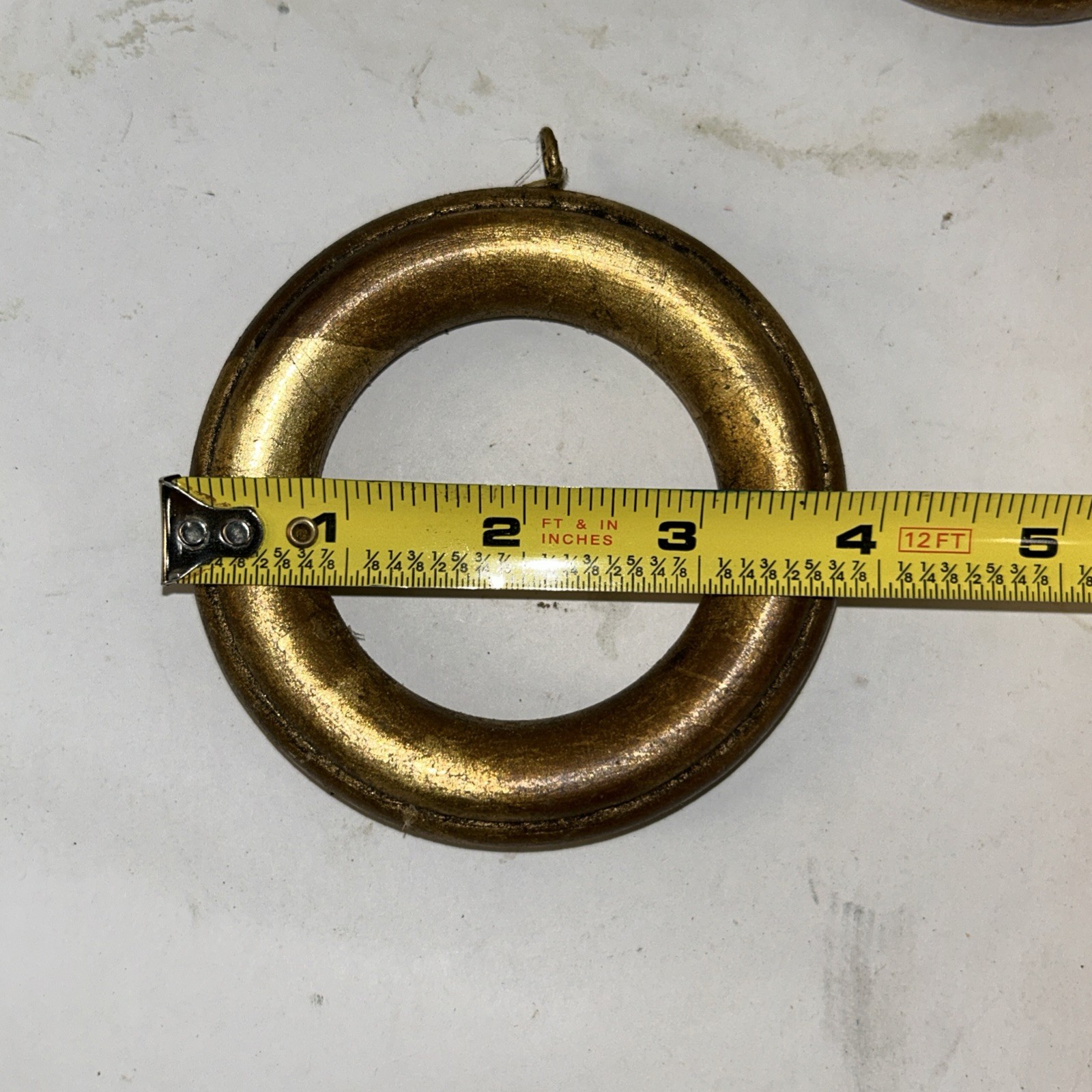 Lot Of 10 Medium Wooden Painted Brass Design Curtain Rings 2 1/4”