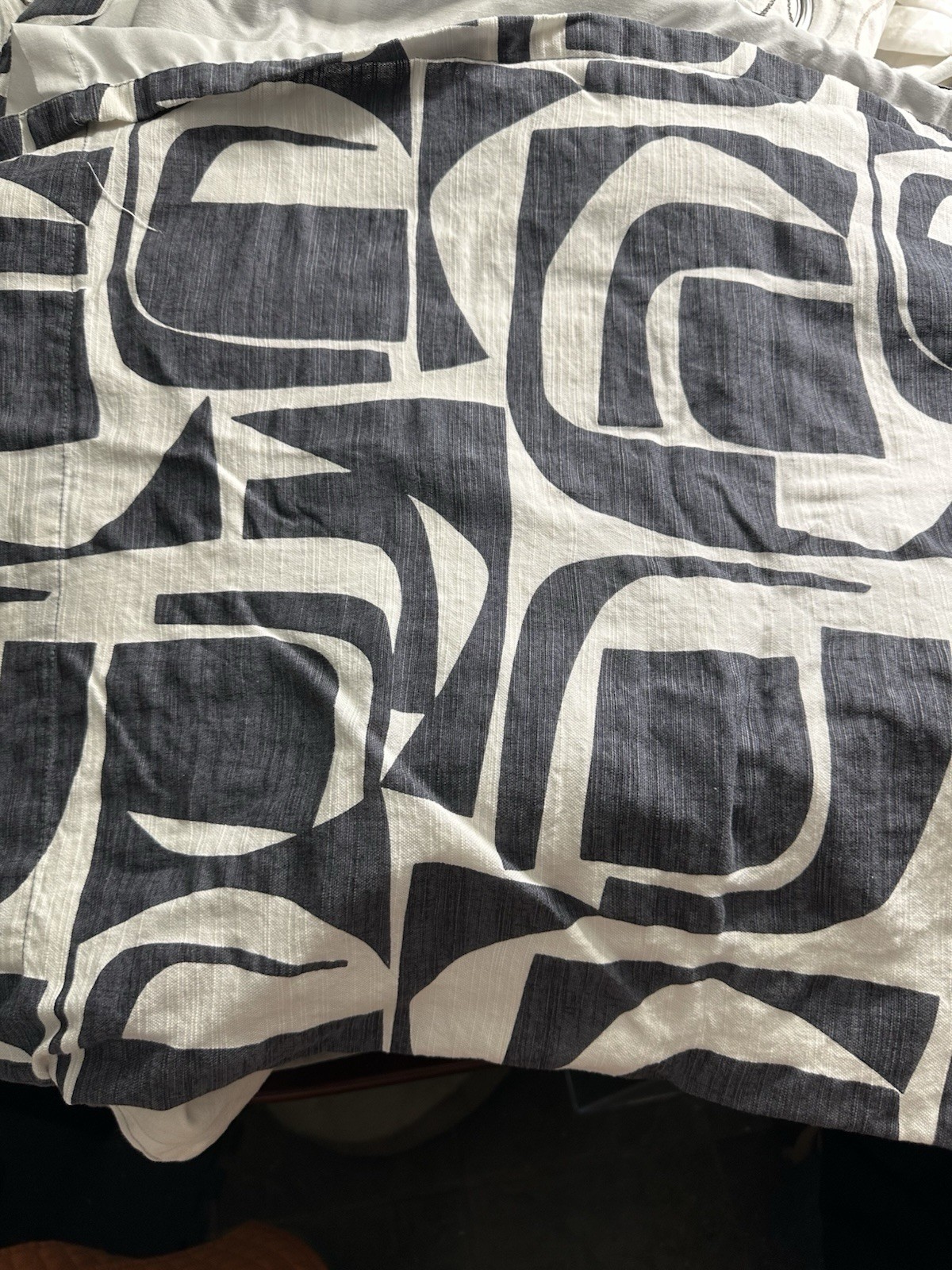 World Market Ames Charcoal Navy Cotton Lined Panel Curtain 48×84 Geometric