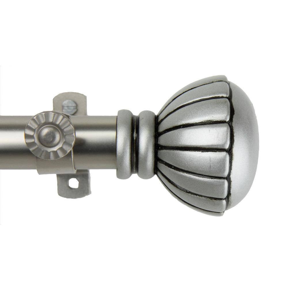 66 In. – 120 In. Telescoping Single Curtain Rod Kit in Satin Nickel with Magnoli