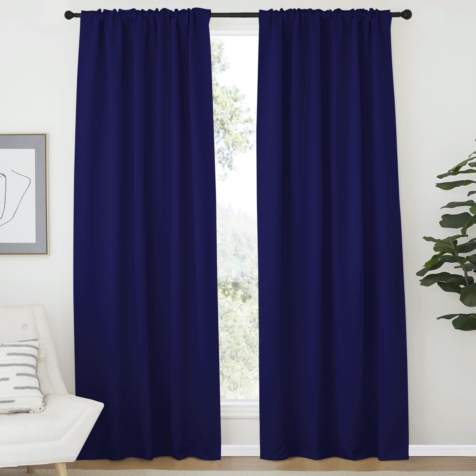 NICETOWN Vertical Blinds Window Curtain 52″W x 84″L (Pack of 2), Royal Blue