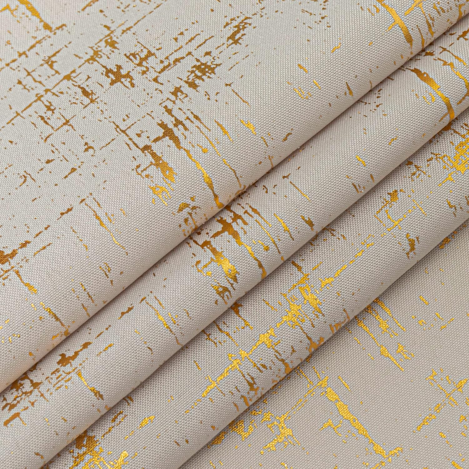 Gold Foil Print Linen Textured Curtains Geometric Dots Pattern Design Curtains f
