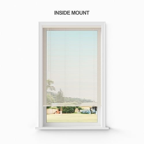 Room Darkening Vinyl Mini Blinds 18 x 36 Cordless Alabaster Inside Mount