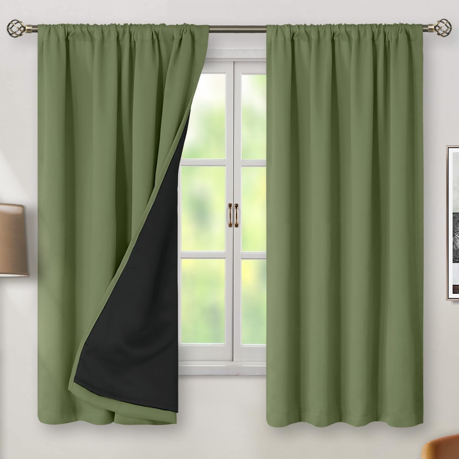 100% Full Blackout Curtains 2 Panels Set Thermal Insulated Soundproof Drapery