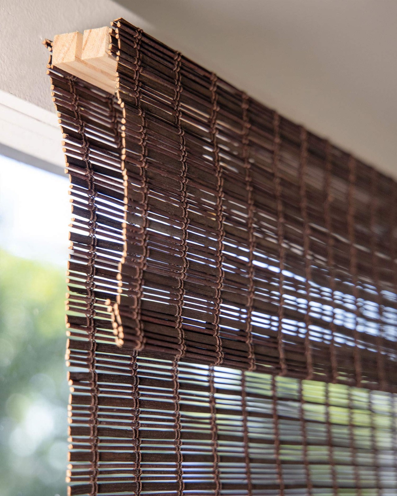 CHICOLOGY Bamboo Roman Shades Light Filtering Blinds for Window 39″W x 64″H Buff