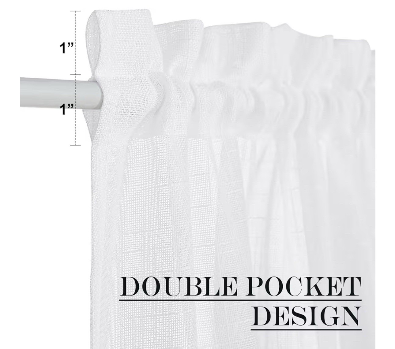 NICETOWN White 52×40 1 Panel front curtain door semi-transparent voile French