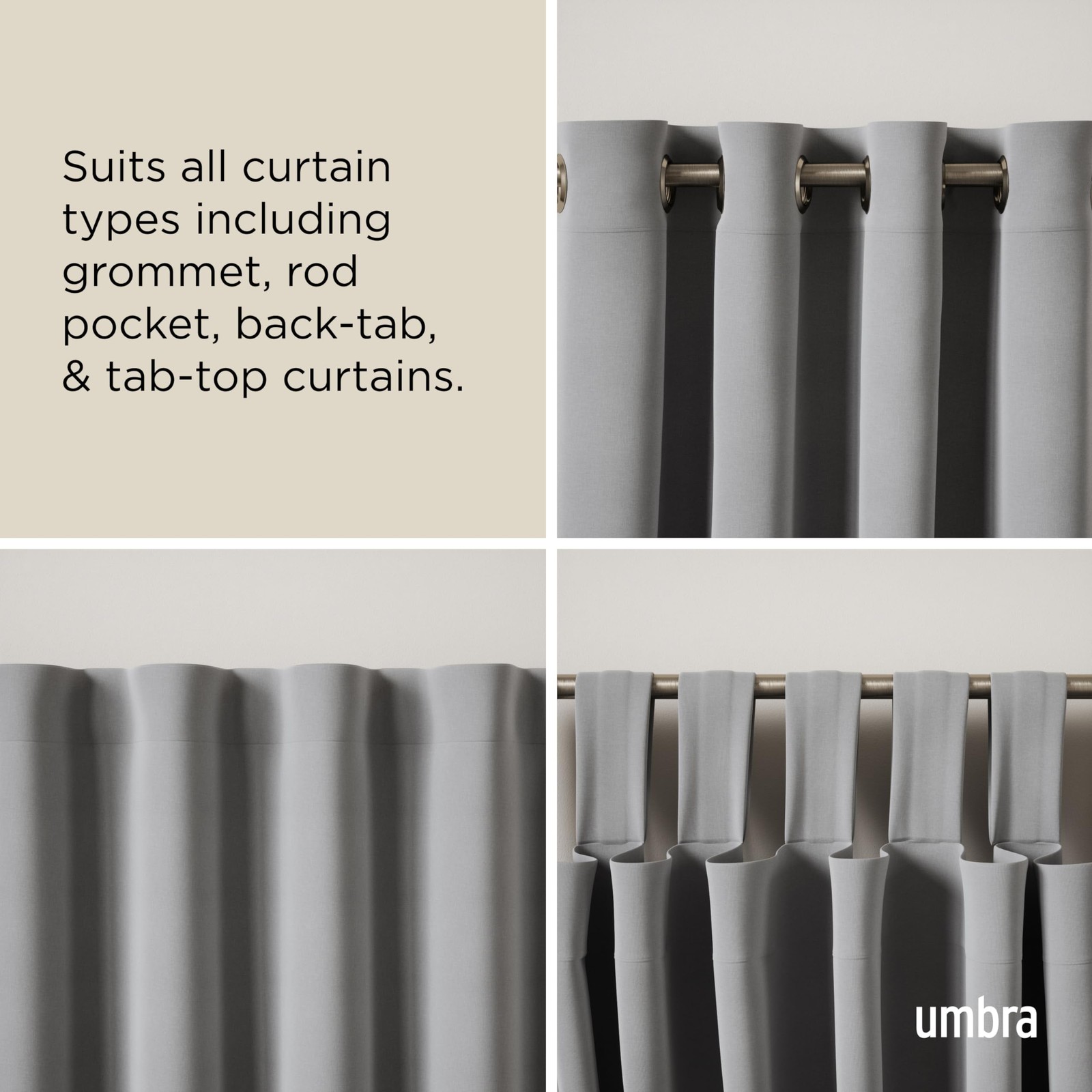 Umbra Twilight Double Curtain Rod Set – Wrap Around 66″ to 144″, Nickel