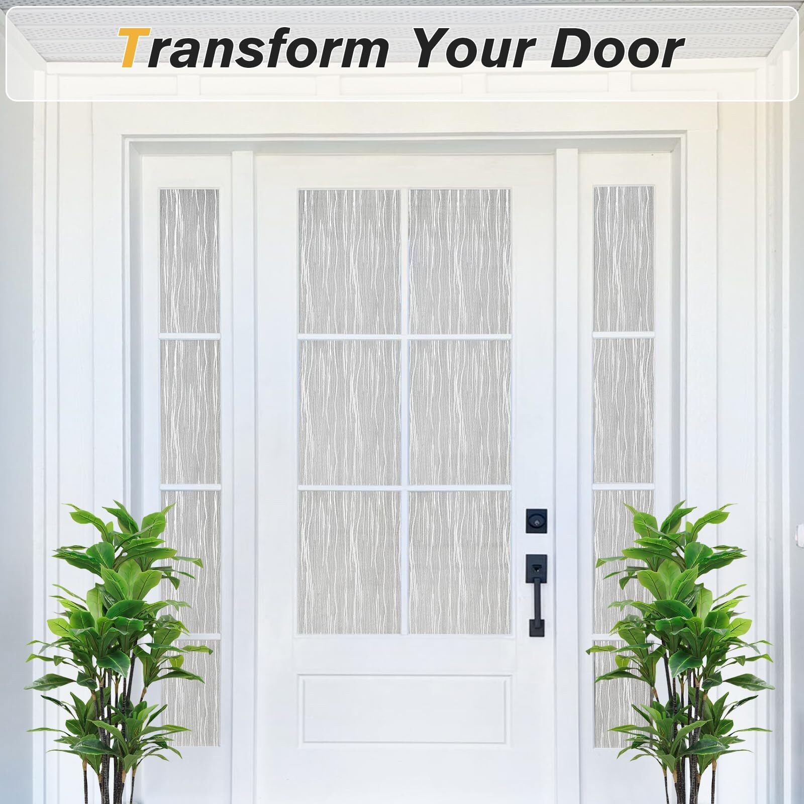 rabbitgoo Window Film Privacy Wave Static Cling Glass Sticker Opaque Decorative