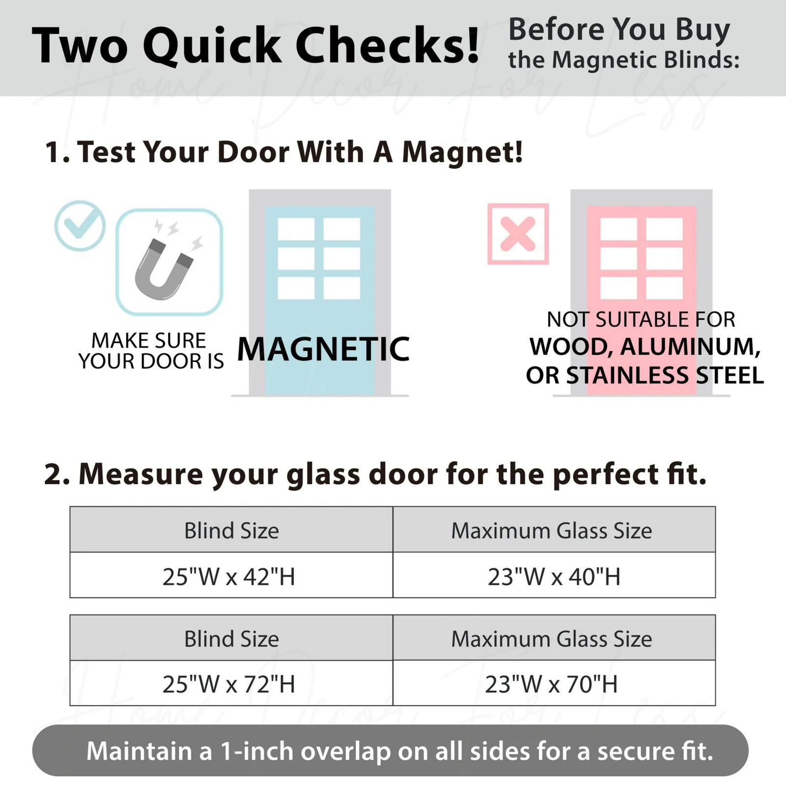 Magnetic Blind For Steel Door Window Vinyl Curtain Magnet Shade 25×40 or 25×68