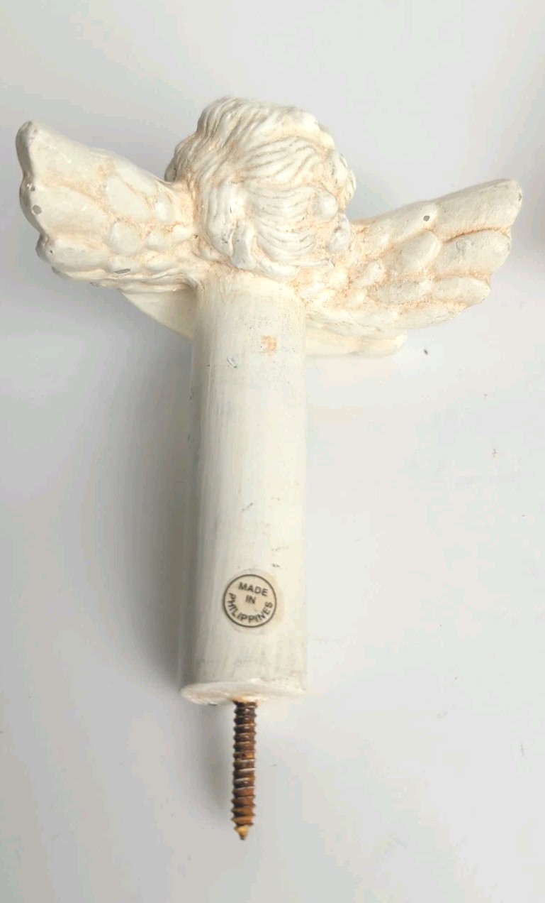 Vtg 5.75″Angel Cherub Curtain Hold Back Finial Door Handle Figurine Set of 2