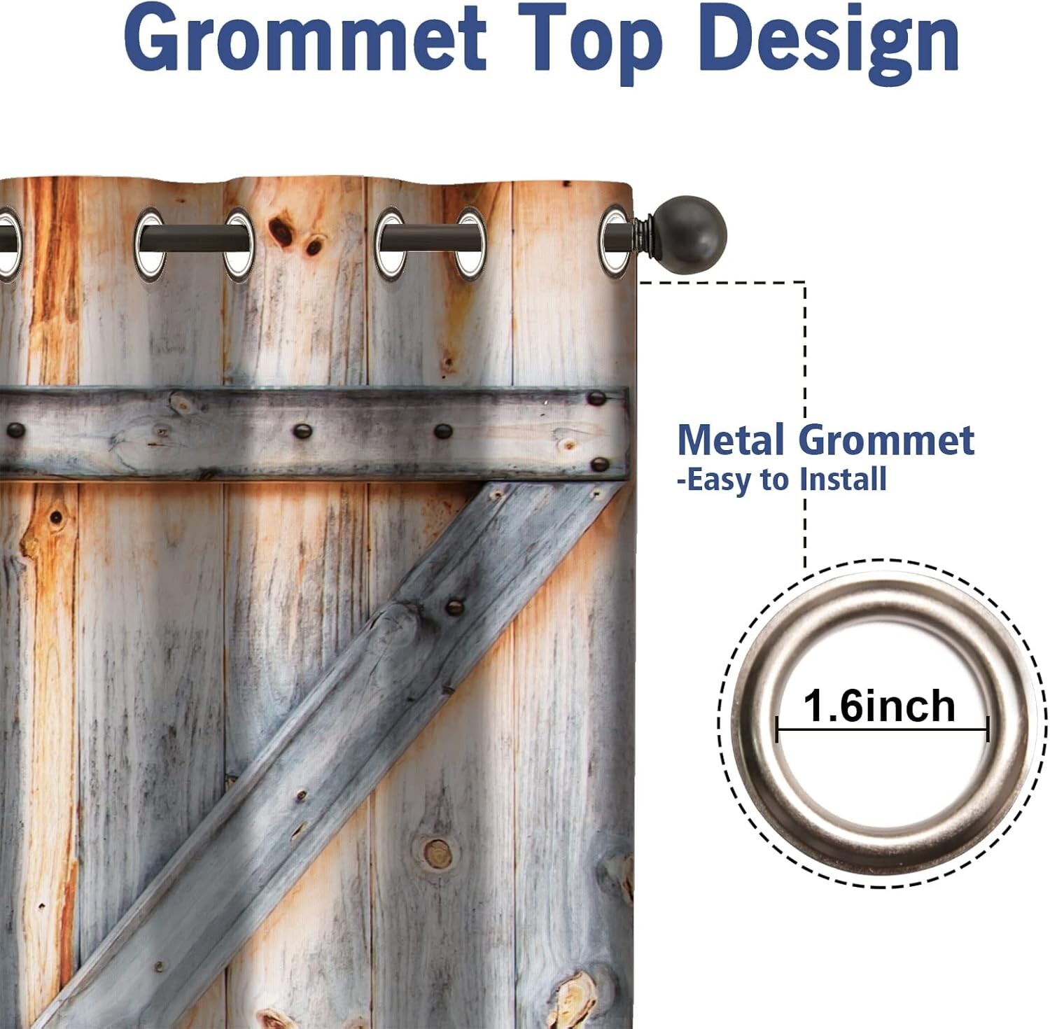 Cozy Wood Barn Door Blackout Curtains – 52″w x 84″l Grommet Drapes for Any Room
