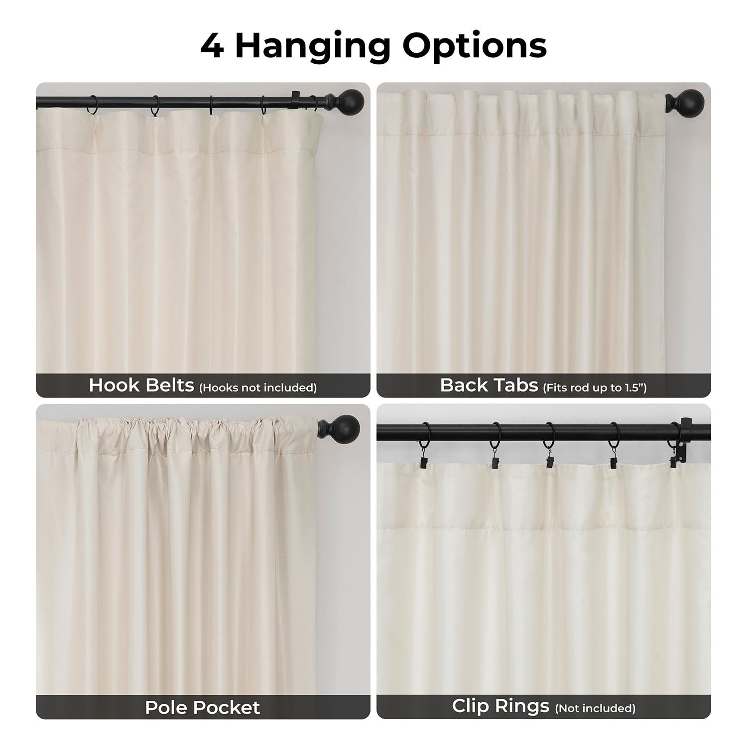 Faux Silk Blackout Curtains 96 Inches Long for Bedroom & Living Room Vintage …