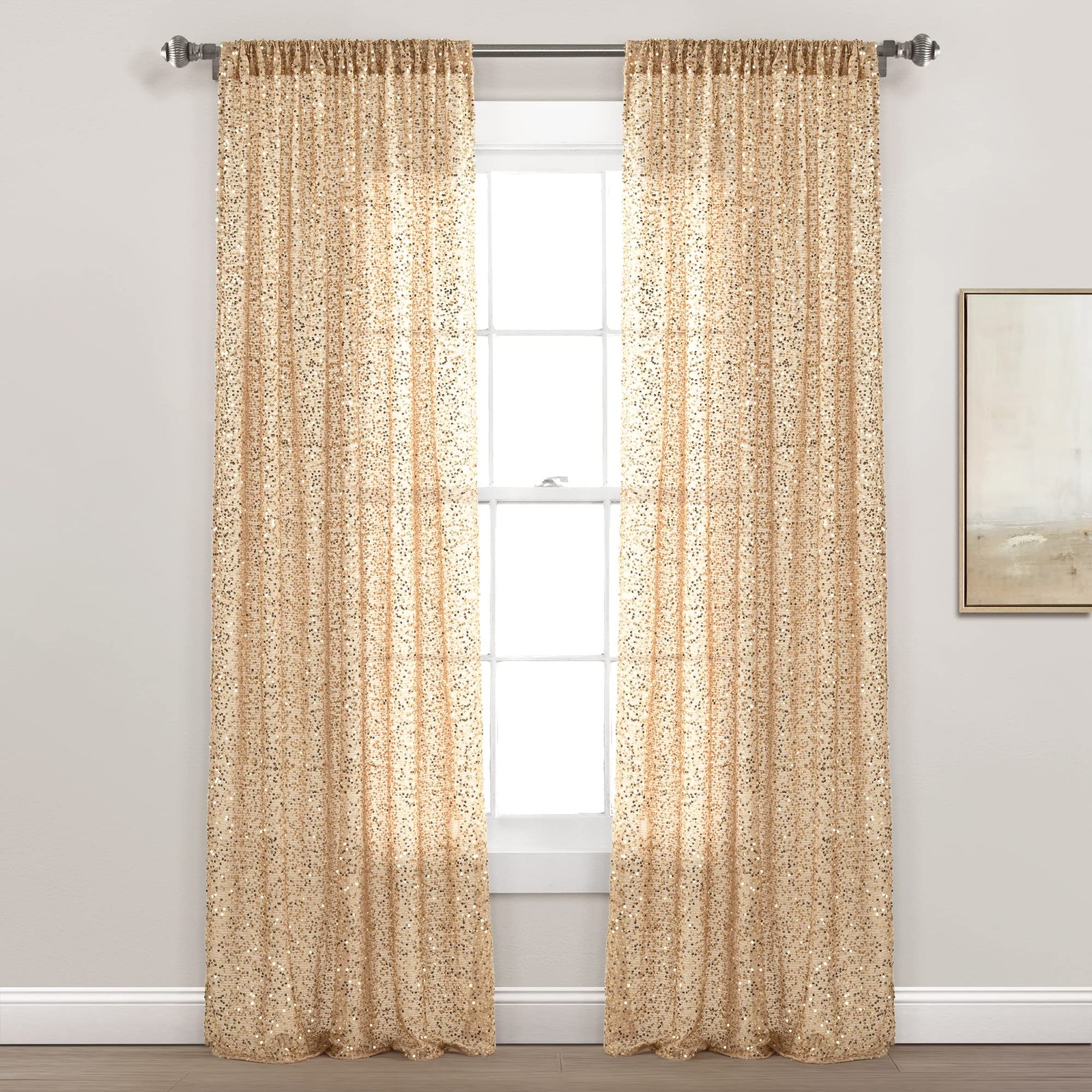 Lush Decor Ballgown Glam Sparkle Sequins Window Panel Single 52 W X 84 L – – –