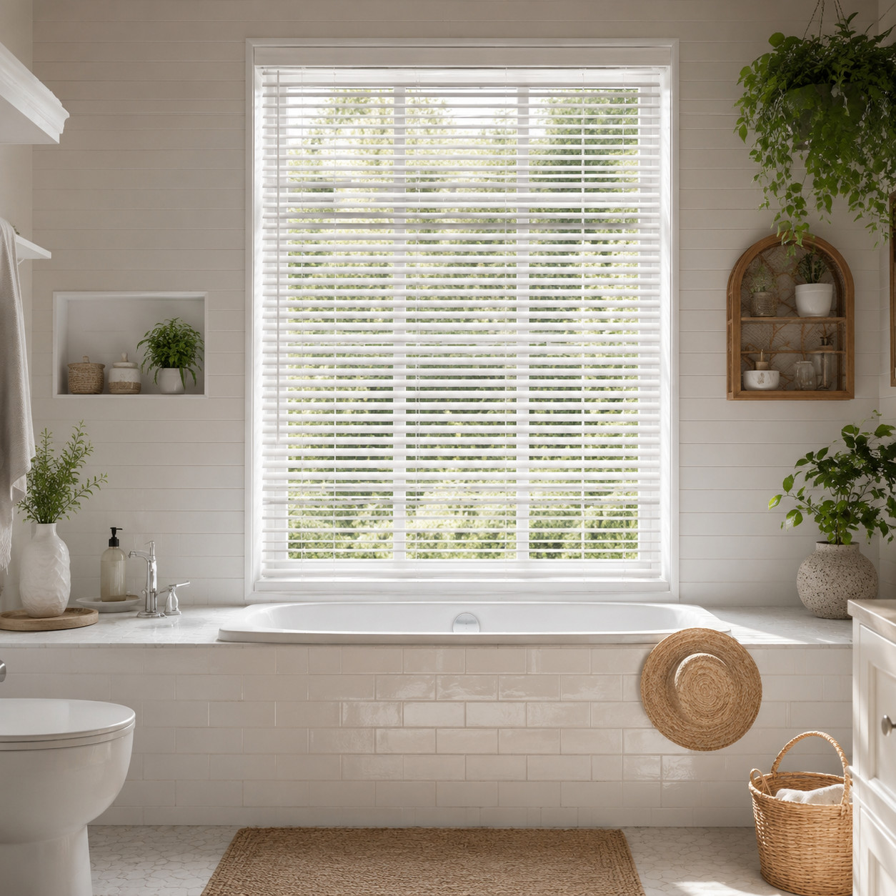 Cordless Blinds 21 x 72 Inch White Slat Horizontal Window 1″ Mini Blind Shades