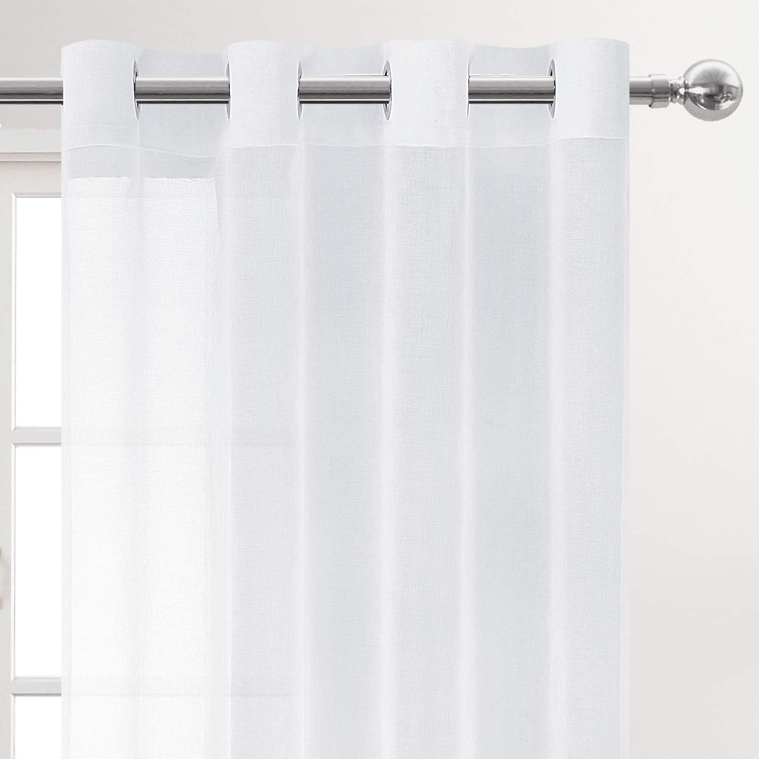 Lightweight Sheer Curtains – 52×54 Inch Grommet Panels in White for All Rooms