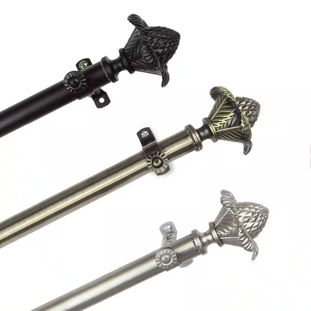 120 In. to 170 In. Adjustable 13/16 In. Florian Single Curtain Rod in Antique Br