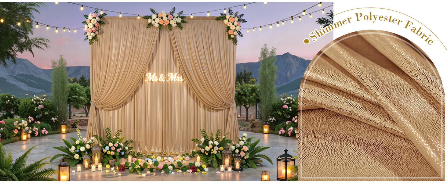 40x10ft Champagne Glitter Sequin Photo Backdrop Curtain for Parties Wrinkle
