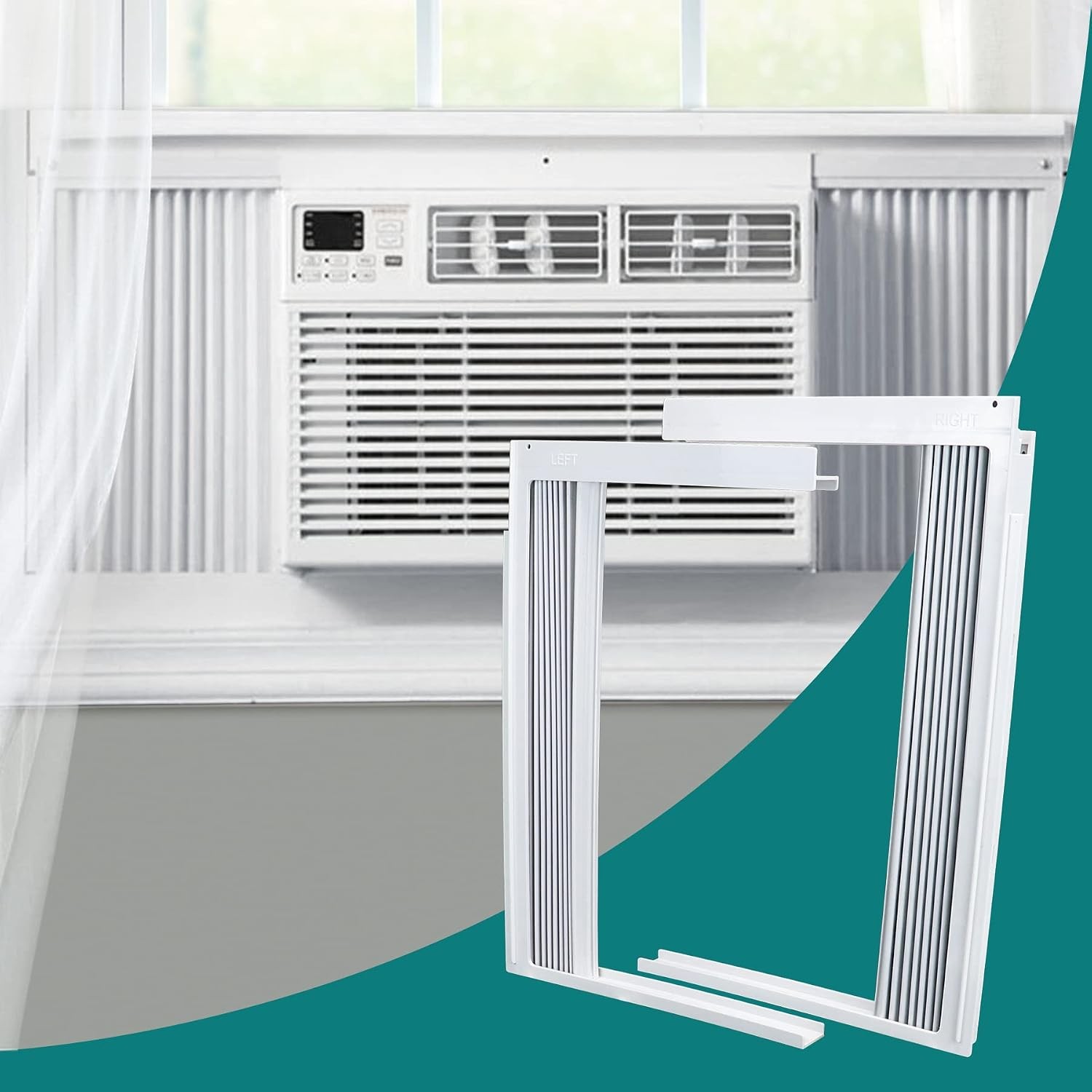 Window AC Side Panels Curtain Kit 10K Material Frame Included