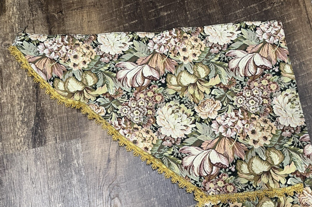 Tapestry Brocade Window Valance Handmade 92 in. Medieval Castle Gold Trim