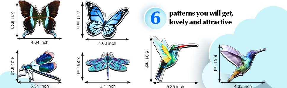 12 Pcs Hummingbird Retractable Screen Door Magnets Butterfly Dragonfly Double