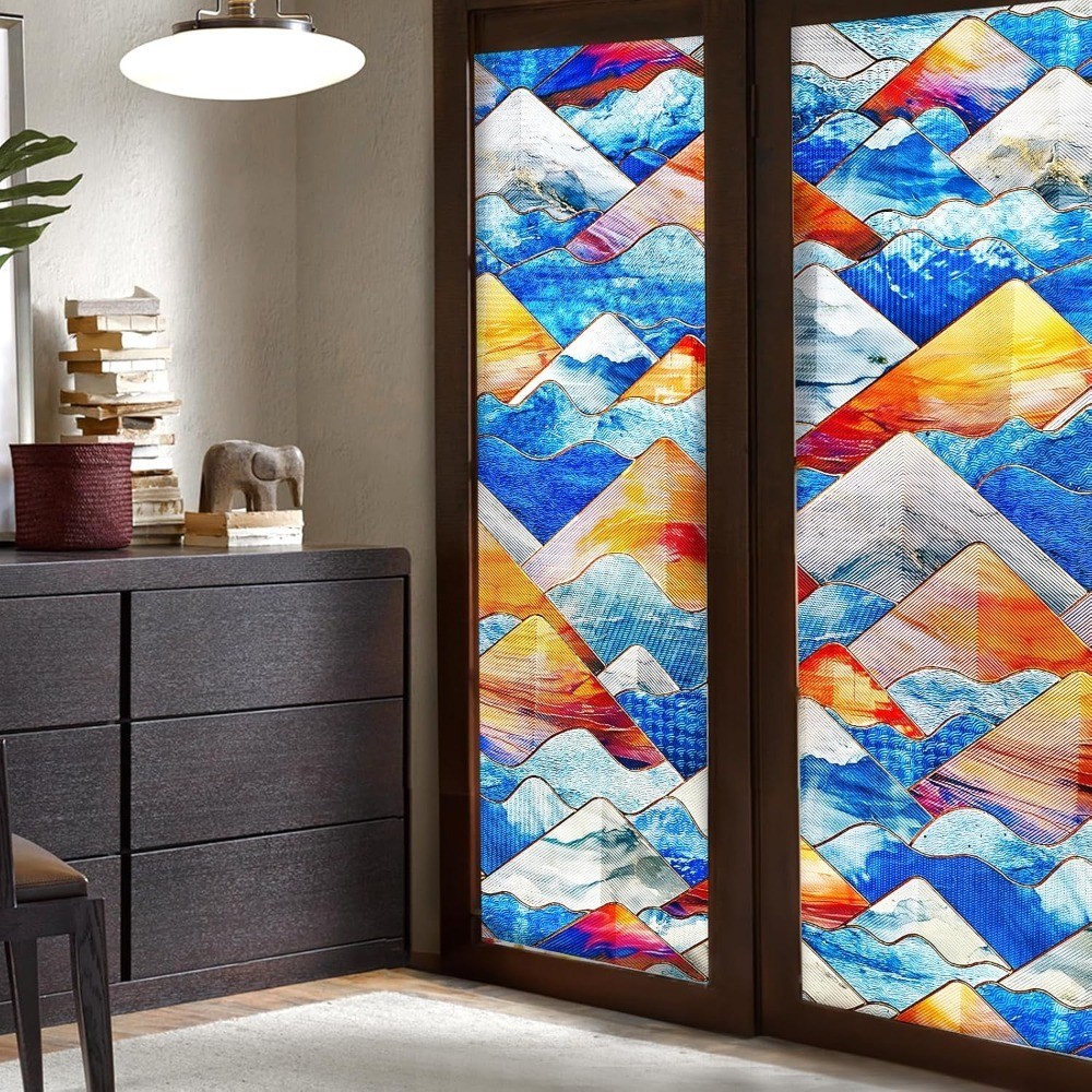 Rainbow Window Film Privacy Stained Glass Decorative Cling Peel and Stick