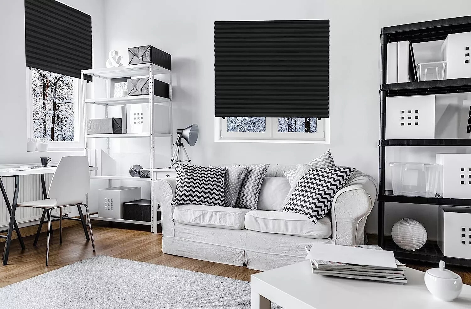Pleated Fabric Shades, Temporary Window Blinds, No Drilling Self Adhesive Blind*