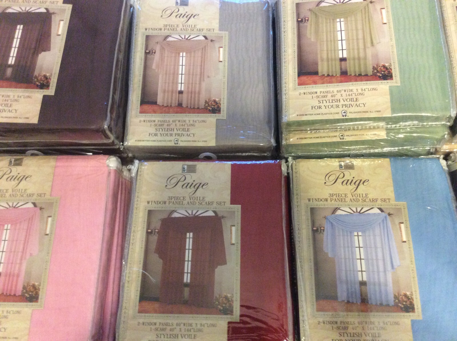 3 PC Complete Set 2 Panels and 1 Scarf Fully Stitched Sheer Window Curtain Drape
