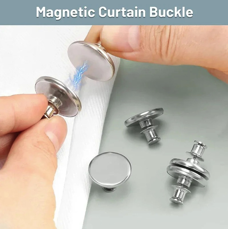 4/8Pairs Magnetic Curtain Buttons: Alloy Light-Blocking Fastener Clips Set – NEW